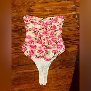 ZARA Draped Floral bodysuit